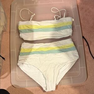 Striped White Bikini Set